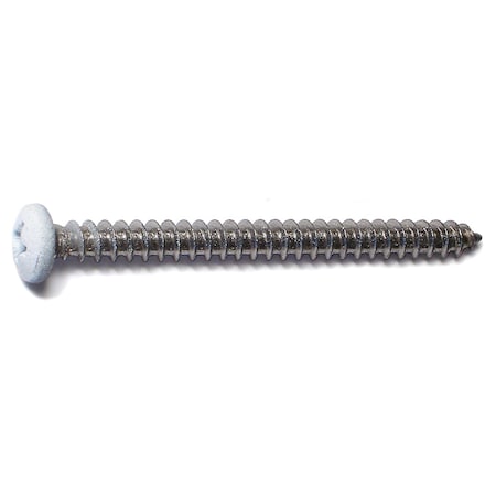 Midwest Fastener Sheet Metal Screw, #8 x 2 in, Painted 18-8 Stainless Steel Pan Head Phillips Drive, 100 PK 09079